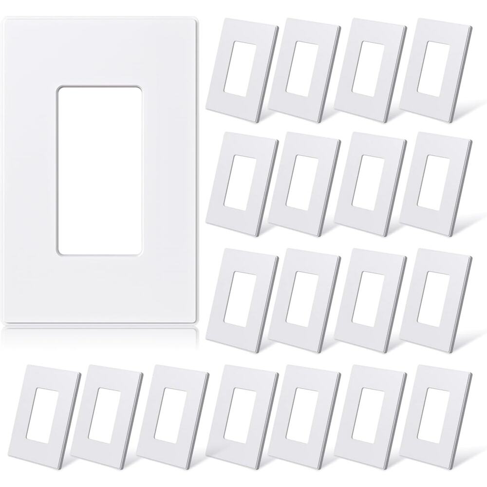 Faceplate Cover for Outlet Switch, 1-Gang Screwless (20 Pack, Matte White)